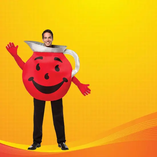 Adult Kool Aid Costume Red Kool Aid Guy Tunic with Gloves {2}