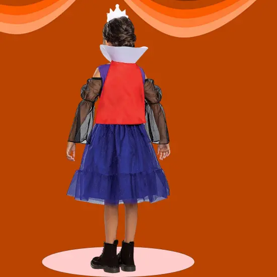 Kids Disney Evil Queen Costume Purple Black Dress with Crown Headband {4}