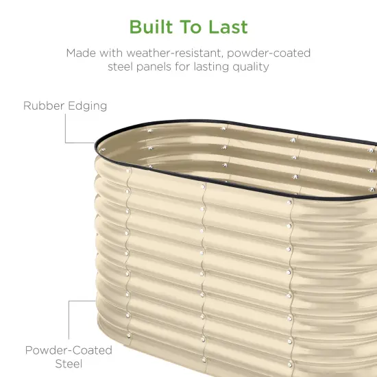 Best Choice Products 4x2x2ft Outdoor Raised Metal Oval Garden Bed, Planter Box for Vegetables, Flowers Beige {5}