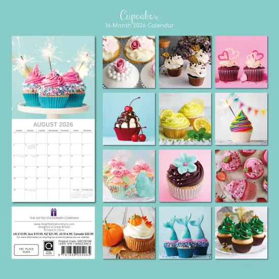 The Gifted Stationary 2026 Square Wall Calendar, Cupcakes, 16-Month Food Theme Hanging Calendar with 180 Reminder Stickers, Month Planner for Home, or Creative Spaces, 12x12 In Multicolor {4}