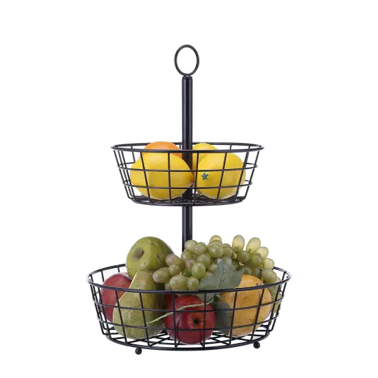 Tabletop 2-Tier Countertop Fruit Basket Stand {1}
