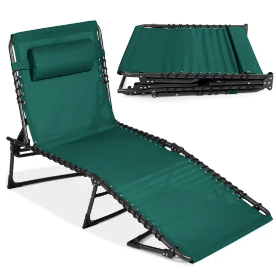 Best Choice Products Patio Chaise Lounge Chair, Outdoor Portable Adjustable Pool Recliner w/ Pillow Red {7}