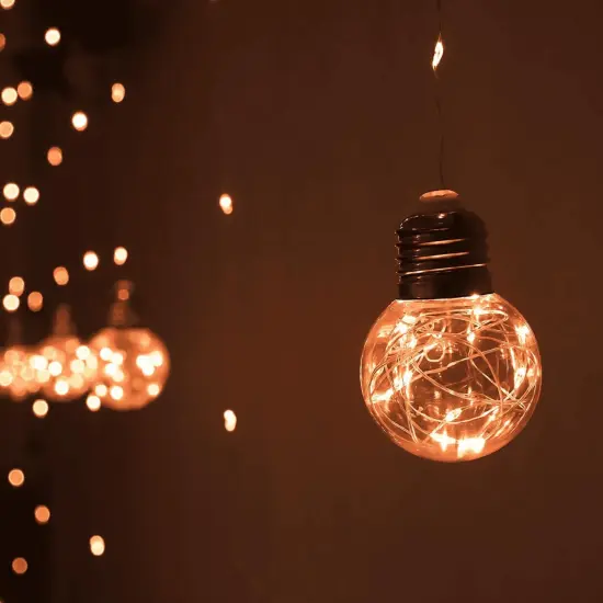 200 LED Window Curtain String Lights with Remote (Orange) {4}