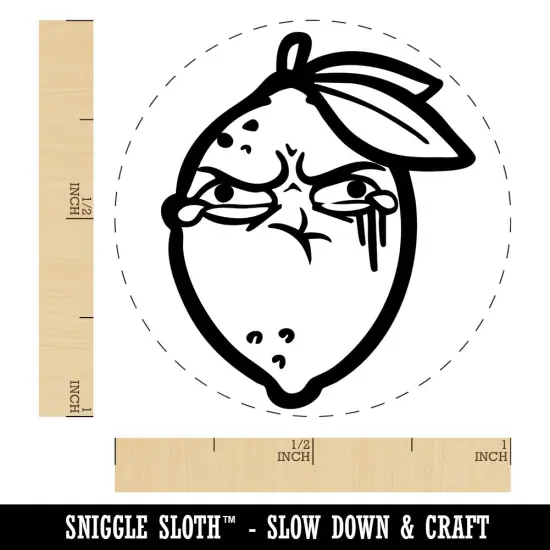 Sour Lemon Puckered Scrunched Face Self-Inking Rubber Stamp Crafting Planners Brown {1}