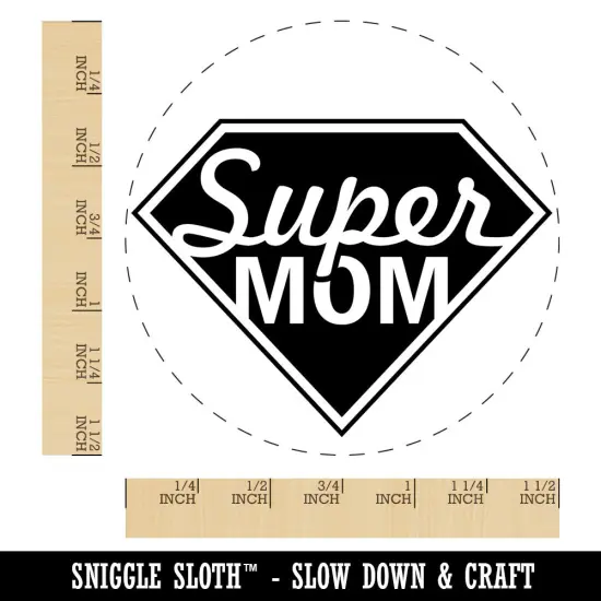 Super Mom Mother's Day Superhero Diamond Self-Inking Rubber Stamp Crafting Red {1}