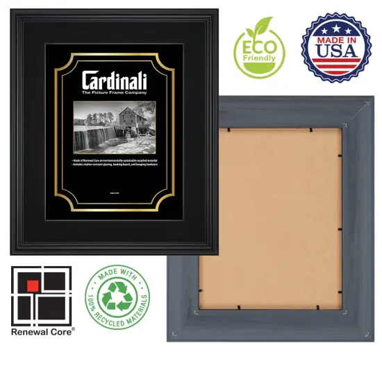 Cardinali Plein Air, Black 12x16" Picture Frame with Acrylic Glazing & Cardboard Backing, for Photography or Canvas Frame, 3 Wide Moulding, 1/2 Rabbet Depth, D-Ring Hangers Included {5}