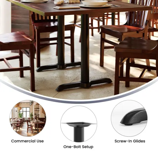 Emma and Oliver 5'' x 22'' Restaurant Table T-Base with 3'' Dia. Table Height Column Black {4}