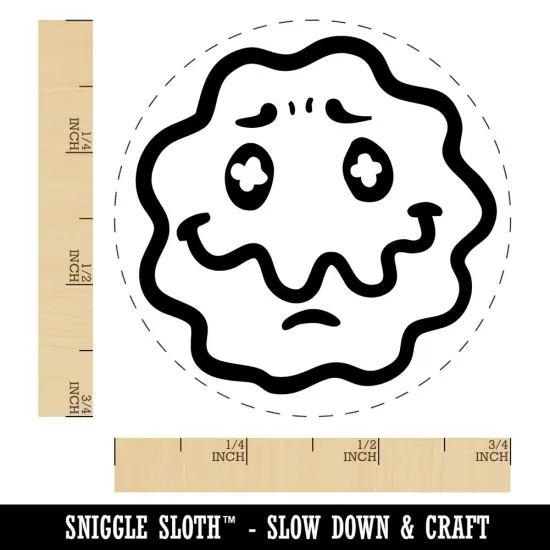 Wavy Smile Face Sick Unwell Nausea Uneasy Trippy Self-Inking Rubber Stamp Fuchsia {1}