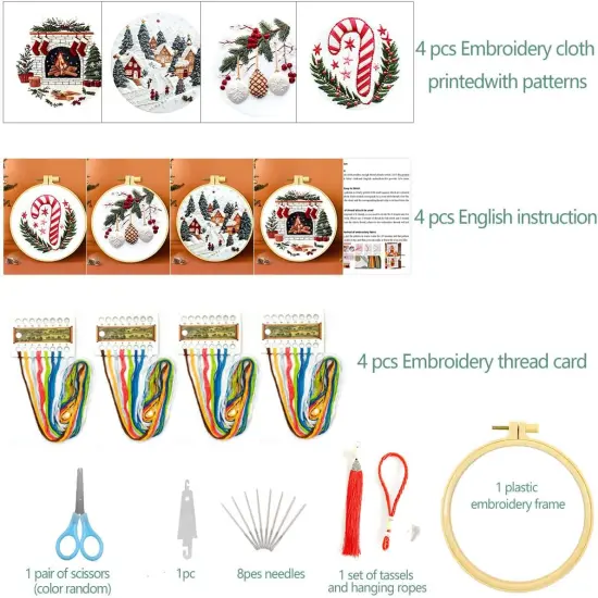 11 Count Stamped Cross Stitch Kits for Adults Beginners, Hand Embroidery Christmas Ornaments kit {3}