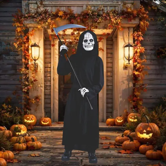 Grim Reaper Dress Up Costume for Boys Halloween {3}
