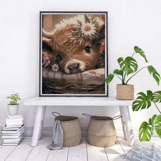 Cow Cross Stitch Kit for Beginners and Adults - 11CT Counted {2}