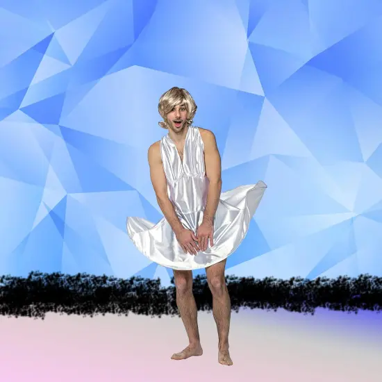 Miss Manroe Funny White Dress Costume for Men Halloween Party Outfit {3}