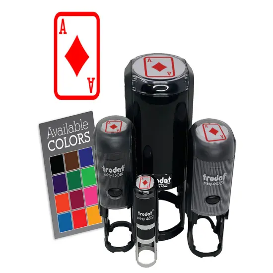 Playing Card Ace of Diamonds Self-Inking Rubber Stamp Crafting Planners Red {7}