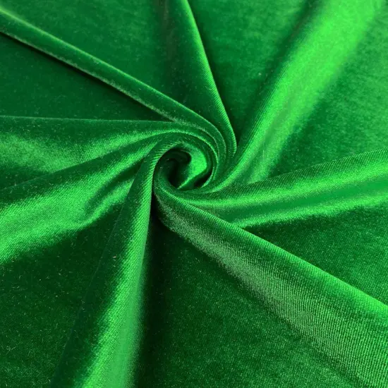 1 Yard Stretch Velvet Fabric Soft Silky 4-Way Stretch Apparel Costume 58/60" Width kelly green {1}