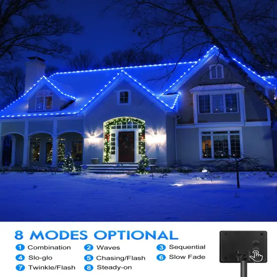 Brightown Solar Christmas Lights Outdoor Waterproof, 2 Pack Total 78FT 200 LED Solar Rope Lights with 8 Modes, Christmas Outdoor Decoration, Solar String Lights for Outside House Tree Halloween, Blue {6}