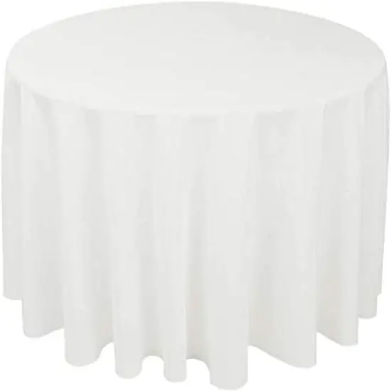 Stylish 120&rdquo; Round White Tablecloth &ndash; Machine-Washable Polyester for All Occasions {1}