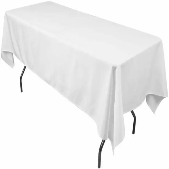 Rectangular White Polyester Tablecloth 60&times;144 Inch Classic D&eacute;cor for Weddings, Parties & Banquets {1}