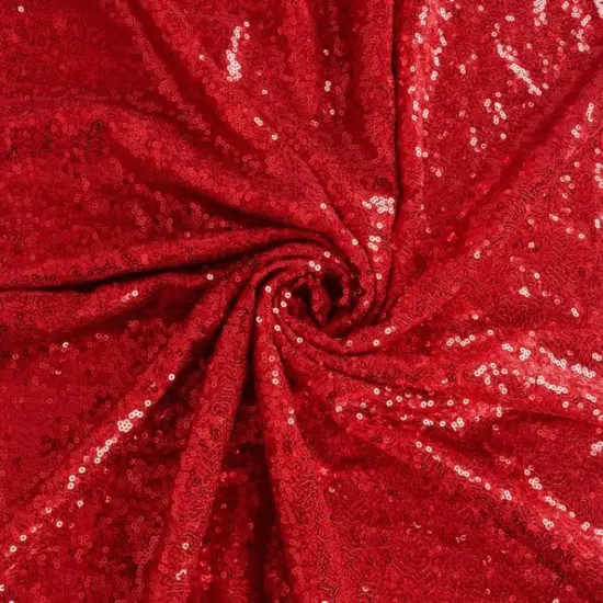 1 Yard Red Glitter Embroidery Sequin Fabric 52" Width Polyester for DIY Backdrop, Curtain & Clothes {1}