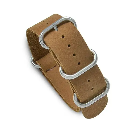 22mm Military MoD Beeswax Leather Watch Strap - Brown {1}
