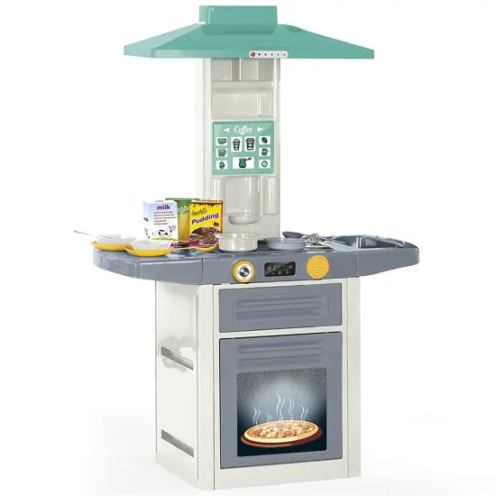 Dolu: Kitchen Set - Green-Yellow-Gray - 20pc Toy Cooking Center, Sound Effects, Stove-Oven Appliance Pretend Play, Dishes & Food Accessories, Kids 3+ {1}