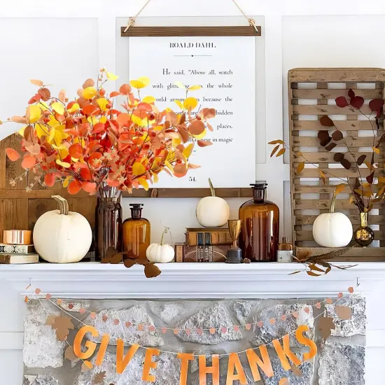 6 Pcs Fall Stems Eucalyptus Artificial Leaves {4}