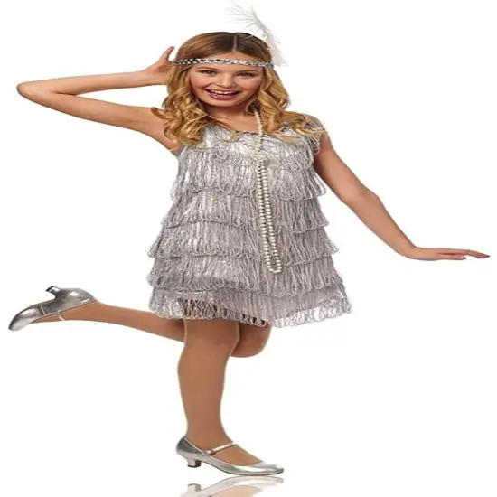 Franco Sliver Flapper Childs Costume, Small Silver {1}