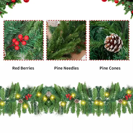 9 Ft Christmas Garland Decoration with Pre-lit Lighted {3}