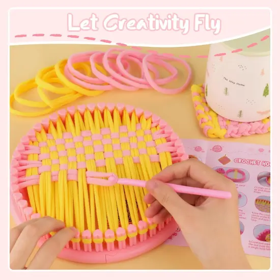 Knitting Loom Kit for Beginners, Creative Craft(Pink) {3}