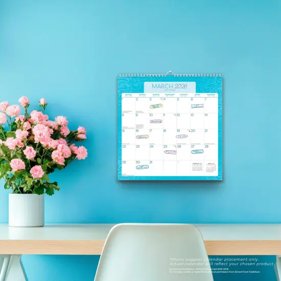 Seaside Currents | 2026 12 x 12 Inch (Hanging) Monthly Square Wire-O Calendar | Sticker Sheet {5}