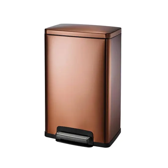 13-Gallon Stainless Steel Trash Can with Step-On Pedal and Soft-Close Lid for Bathroom Copper Bronze {3}
