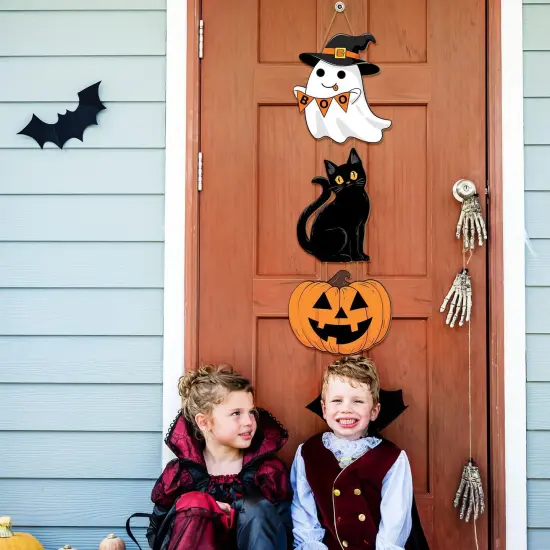 Halloween Ghost Black Cat Pumpkin Door Hanging Sign Decorations {3}