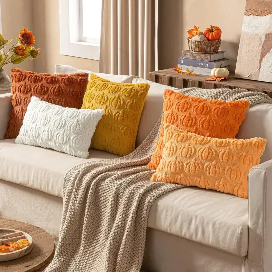 Set of 2 Pumpkin Halloween Thanksgiving Autumn Harvest,Pillow Covers 18x18 Inch {2}