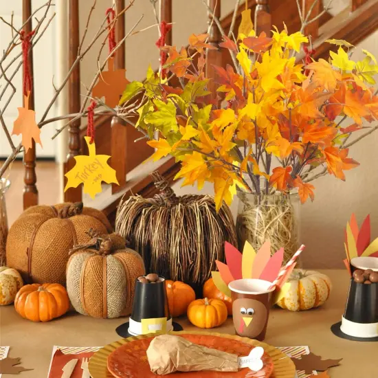 6Pcs Artificial Maple Leaves Branches {4}