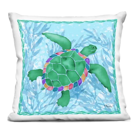 Stupell Industries Radiant Sealife Turtle Indoor Pillow, 18 x 7 x 18 {1}