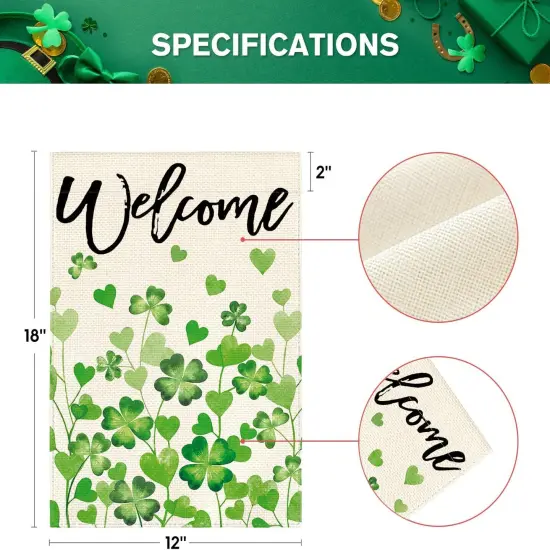 St. Patrick's Day Welcome Garden Flag &ndash; 12x18 Inch, Double-Sided {4}
