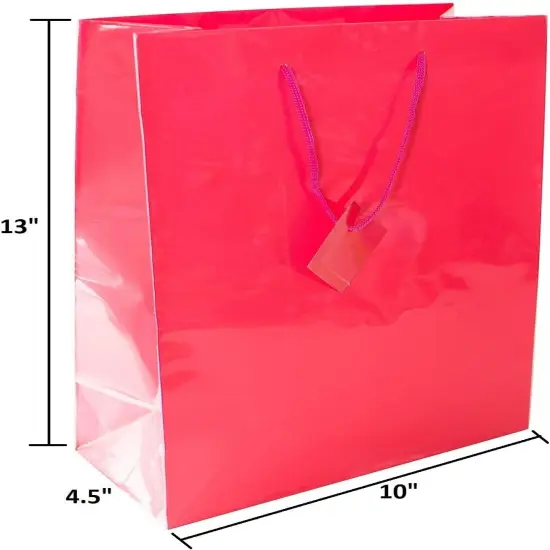 12 Assorted (13" h x 10" w x 4 1/2" d) Bright Neon Colored Party Present Paper Gift Bags {4}