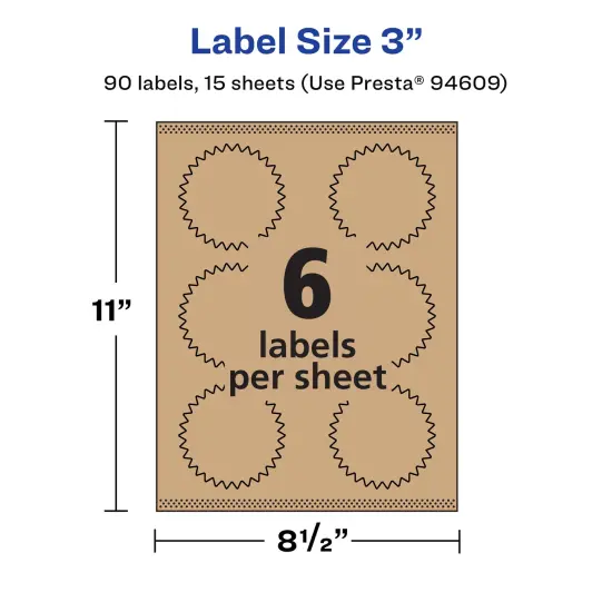 Avery Kraft Brown Starburst Labels with Sure Feed, 3" {5}