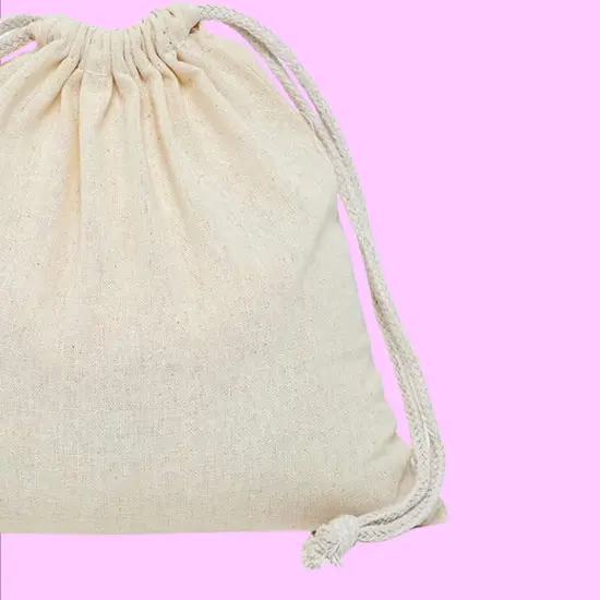 Durable 4" x 6" Cotton Muslin Drawstring Pouch {5}