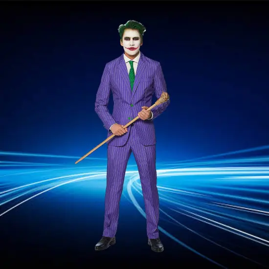 Men's Joker Suit Costume Purple Jacket Pants Slim Fit Halloween {2}