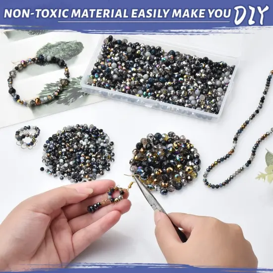 1000pcs Faceted Rondelle Beads,4/6/8mm Crystal Glass Beads for Jewelry Making Assorted 3 Sizes Spacer Loose Beads {5}