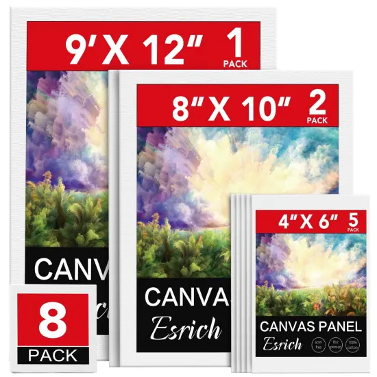 Canvases for Painting 8Pack Painting Canvas with 9x12,8x10,4x6,Canvas Panels for Oil Paint,Watercolor,Acrylic Paint,Gouache and Tempera. {1}