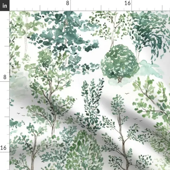 Various Fabrics by the Yard or Fat Quarter Watercolor Woodland Lush Green Nature Spring Landscape Calm Serene Botanical Custom Printed Fabric by Spoonflower {2}