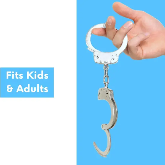 4E's Novelty Police Accessories for Kids - Fake Police Badge and Police Handcuff Set - Ideal Police Gear for Kids - Police Party Favor & Dress Up Prop {4}