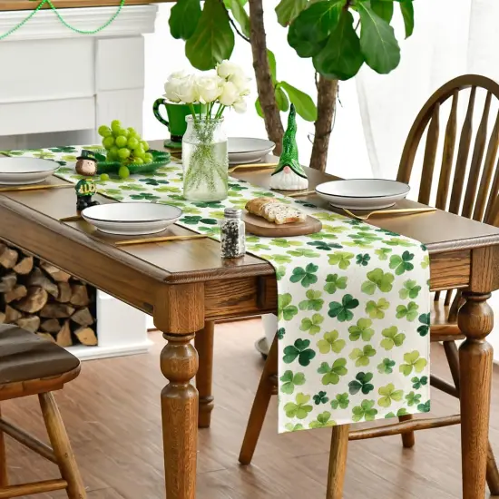 Artoid Mode Shamrock St. Patrick's Day Table Runner, Seasonal Spring Lucky Kitchen Dining Table Decoration for Home Party Decor 13 x 72 Inch {6}