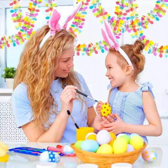 50FT Easter Tinsel Garland Hanging Streamers Decorations for Tree Stairs Mantle Hanging Oranment Outdoor Indoor Party Supplies (Rabbit) {4}