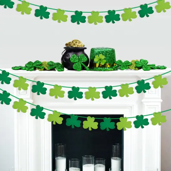 St Patricks Day Decorations 5 Pack Shamrock Clover Felt Banner Garland for St Patricks Day Decor Dark Green Light Green for Party Home Store {4}