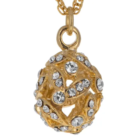 Majestic Crystal Leaves: 20-Inch Gold Tone Royal Egg Necklace {3}