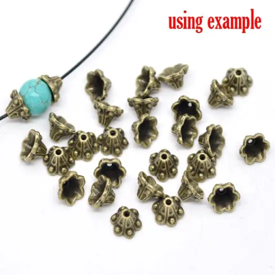 *100* 10x6mm Antique Bronze Scalloped Bead Caps {4}