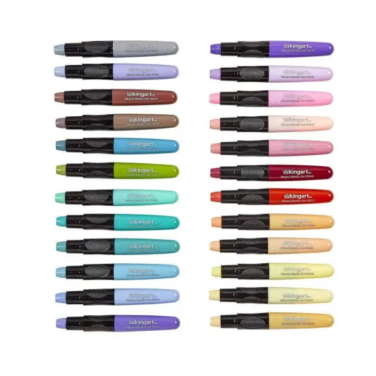 KINGART® Gel Stick Artist Mixed Media Watercolor Crayons, Set of 24 Unique Pastel Colors {4}