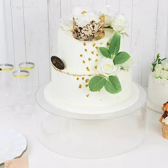 14 in Clear Round Acrylic CAKE STAND Display Box Pedestal Riser Party Events {1}